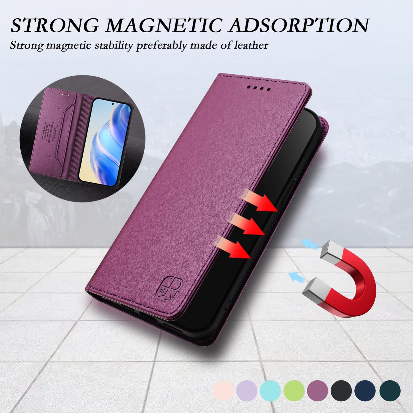 For vivo V50 5G Global RC01 Dual-Folded Magnetic Suction RFID Leather Phone Case(Violet)