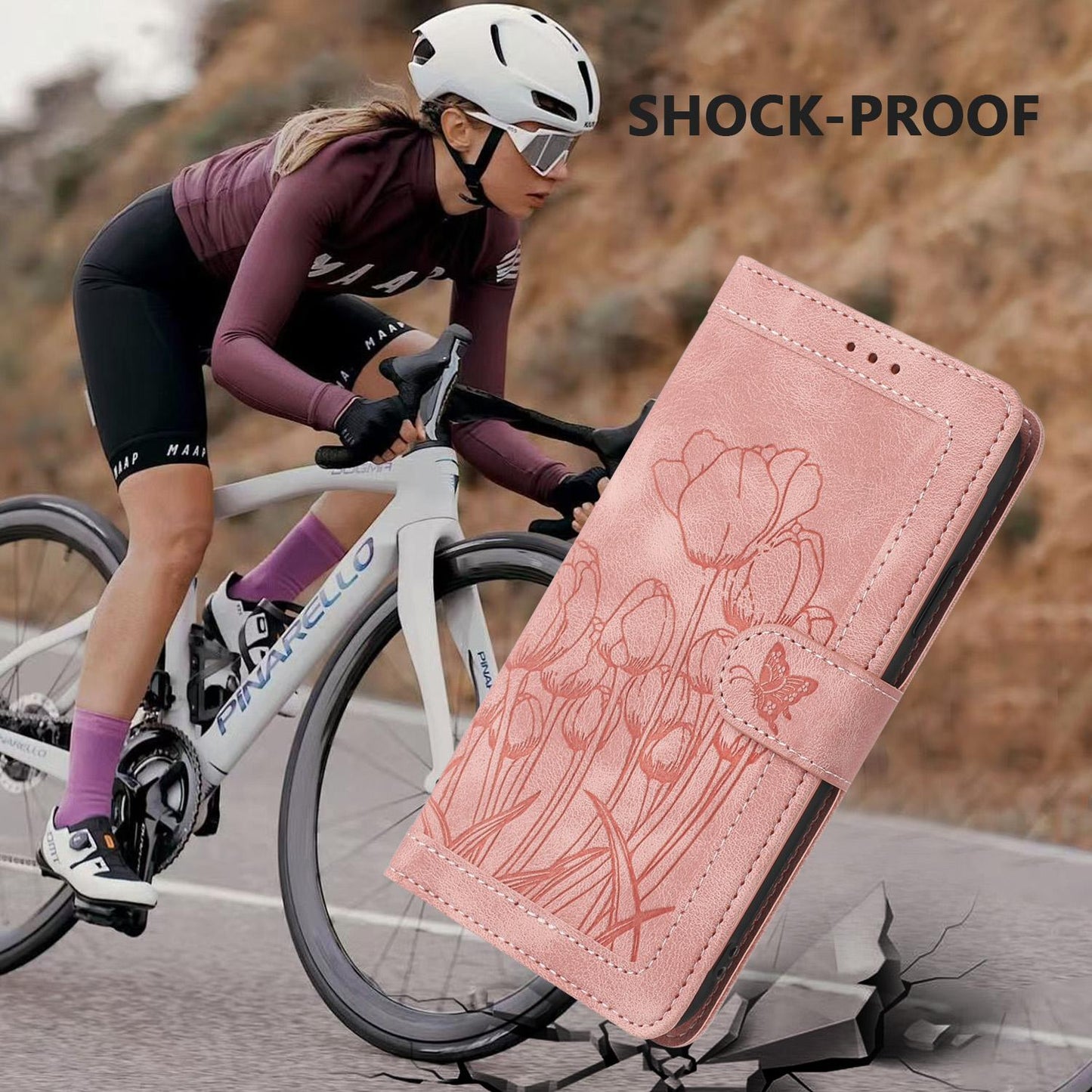 For Xiaomi 15 Pro Tulips Embossed Leather Phone Case with Lanyard(Pink)