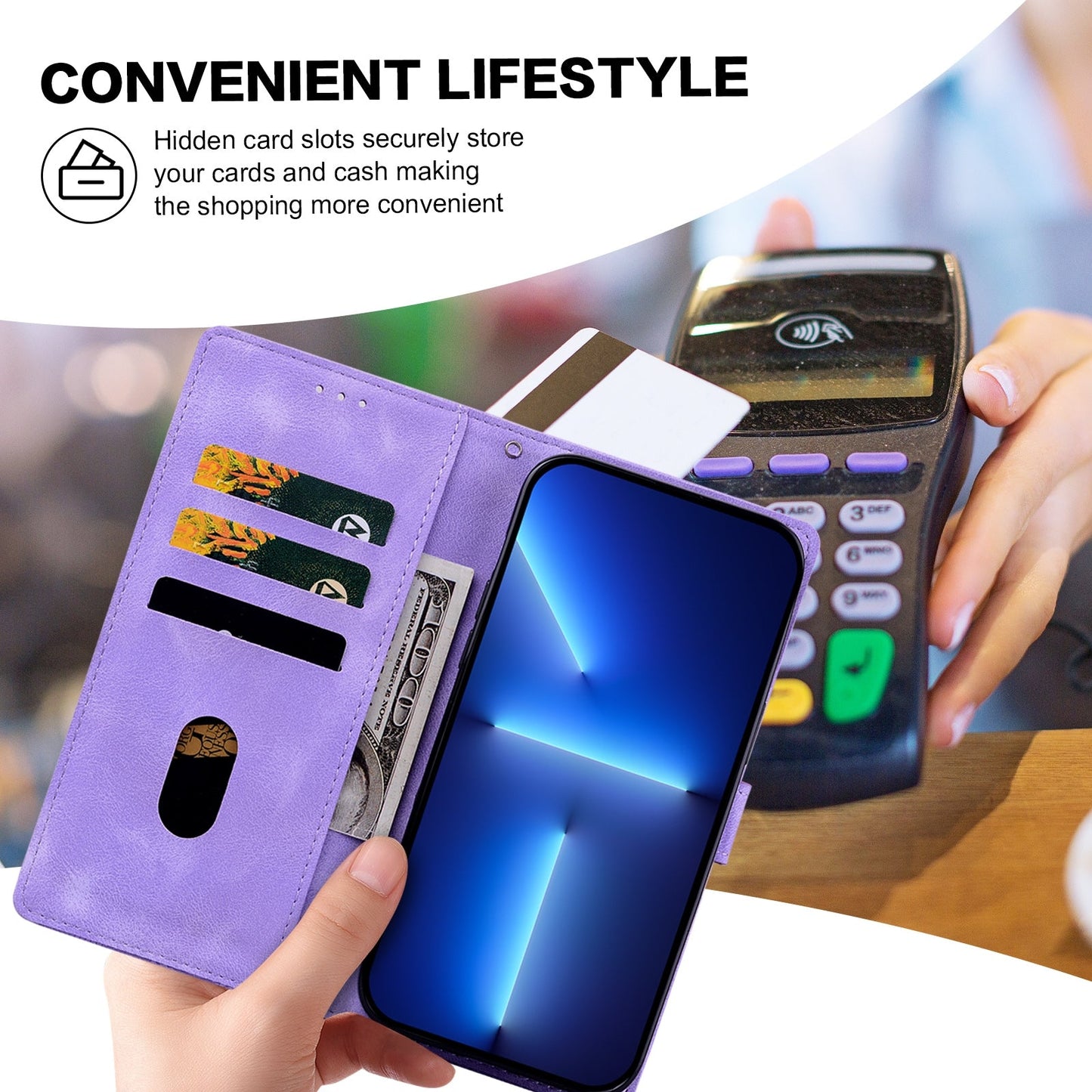 For Redmi 14C Lace Floral Embossed Magnetic Buckle PU Phone Case With Wrist Strap(Purple)