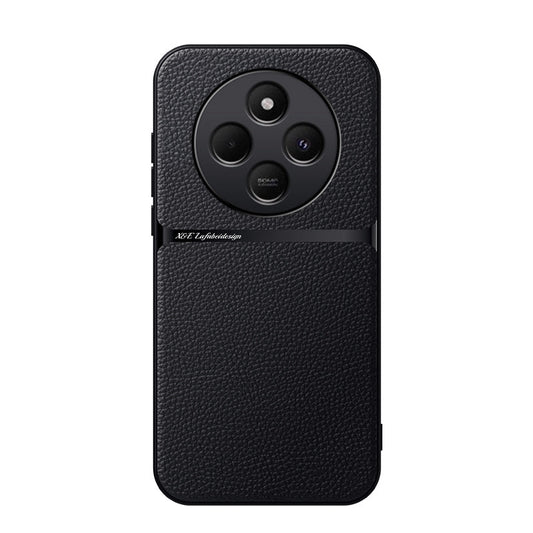 For Redmi 14C 4G Litchi Leather Magnetic Full Coverage Shockproof Phone Case(Black)