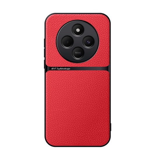 For Redmi 14C 4G Litchi Leather Magnetic Full Coverage Shockproof Phone Case(Red)