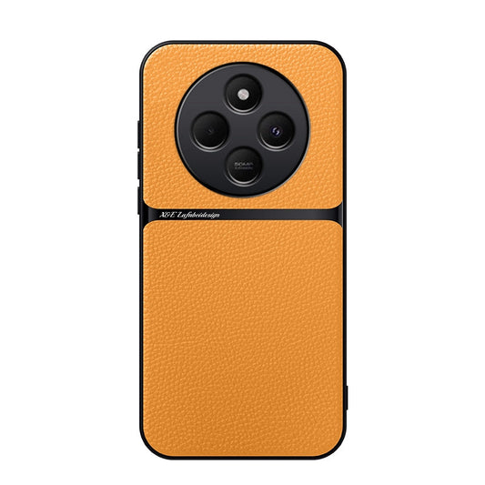 For Redmi 14C 4G Litchi Leather Magnetic Full Coverage Shockproof Phone Case(Yellow)