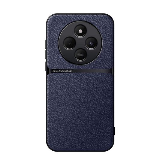 For Redmi 14C 4G Litchi Leather Magnetic Full Coverage Shockproof Phone Case(Navy Blue)