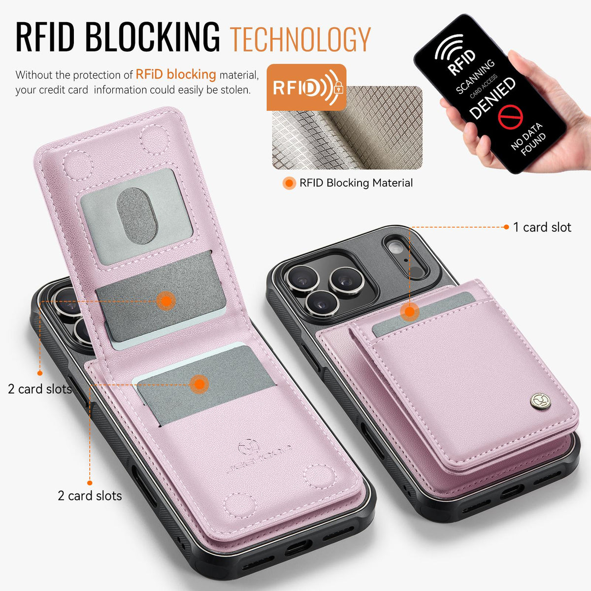 Compatible with iPhone 18 Pro Max JEEHOOD J06 British Style RFID MagSafe Card Bag PU Phone Case - Purple