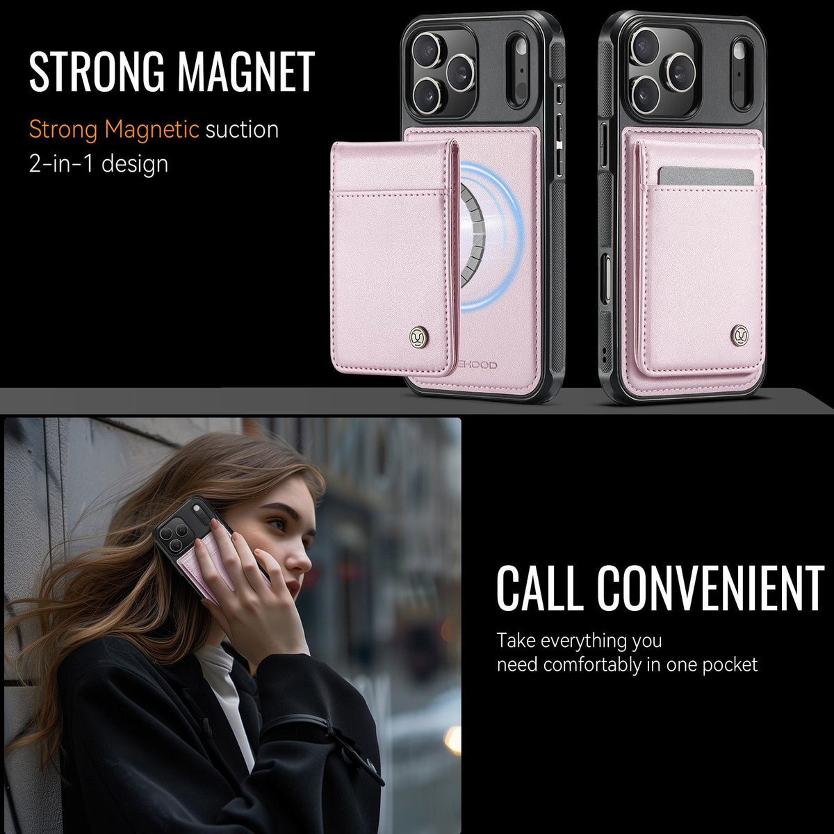 Compatible with iPhone 18 Pro Max JEEHOOD J06 British Style RFID MagSafe Card Bag PU Phone Case - Purple