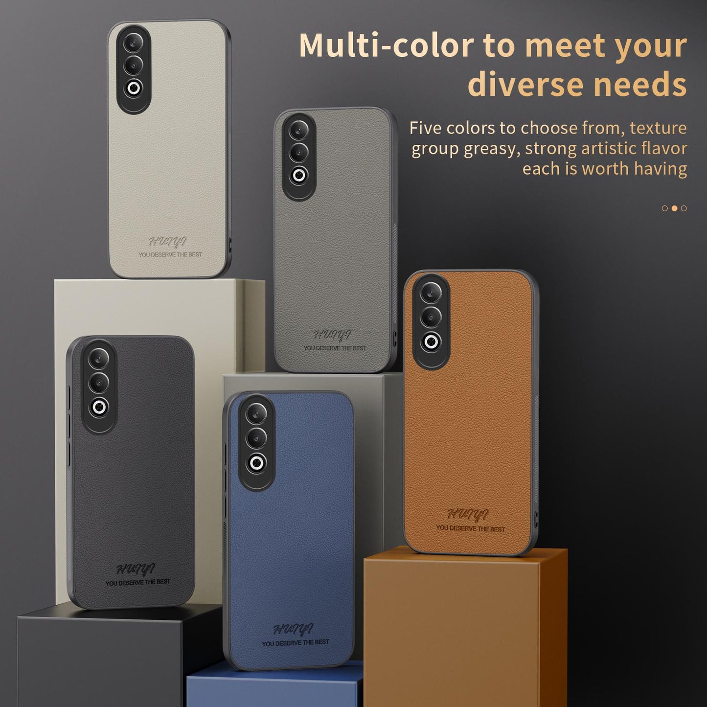 For OPPO K12 HUIYI Leather Magnetic Phone Case(Black)