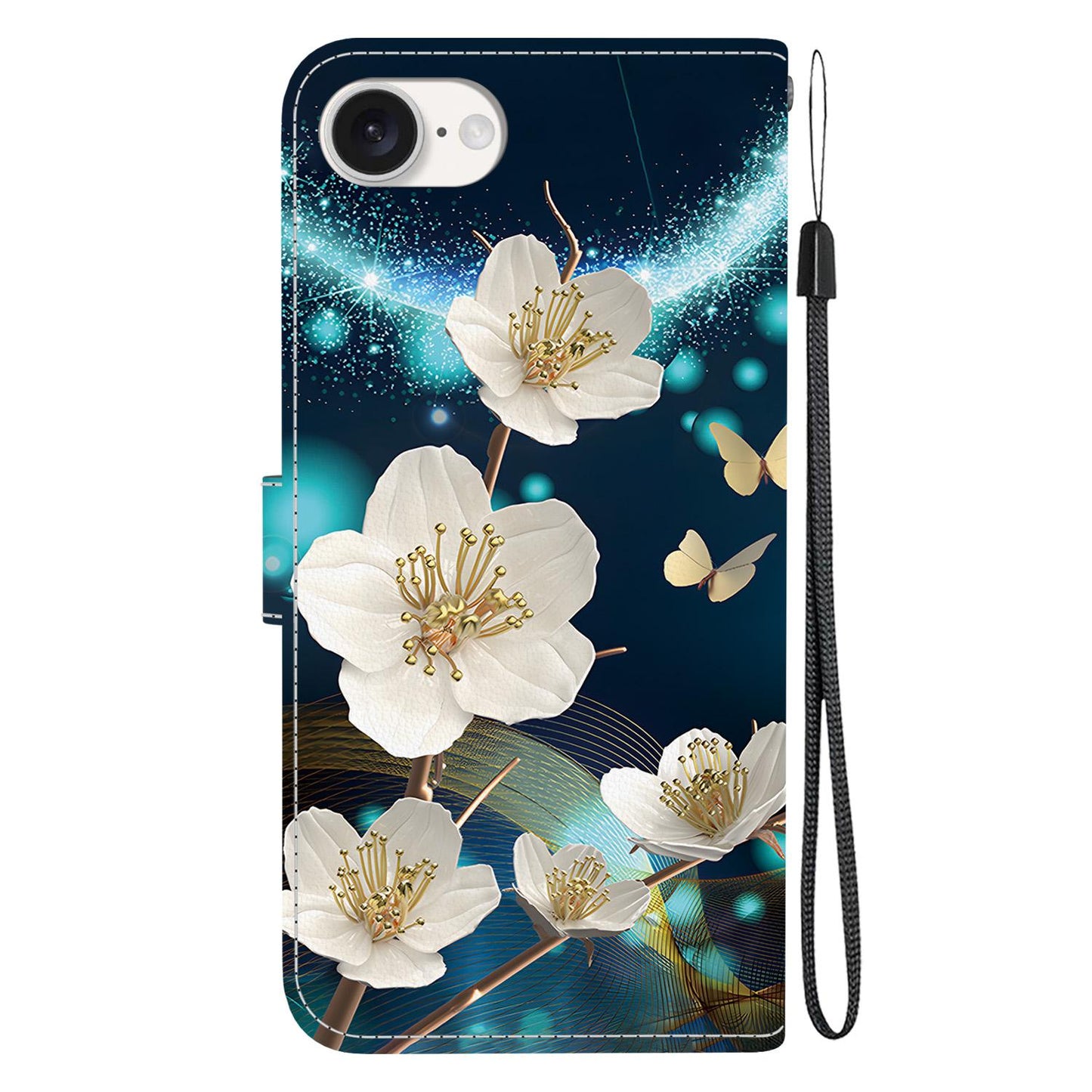 For iPhone 16e Crystal Texture Colored Drawing Leather Phone Case(Magnolia)