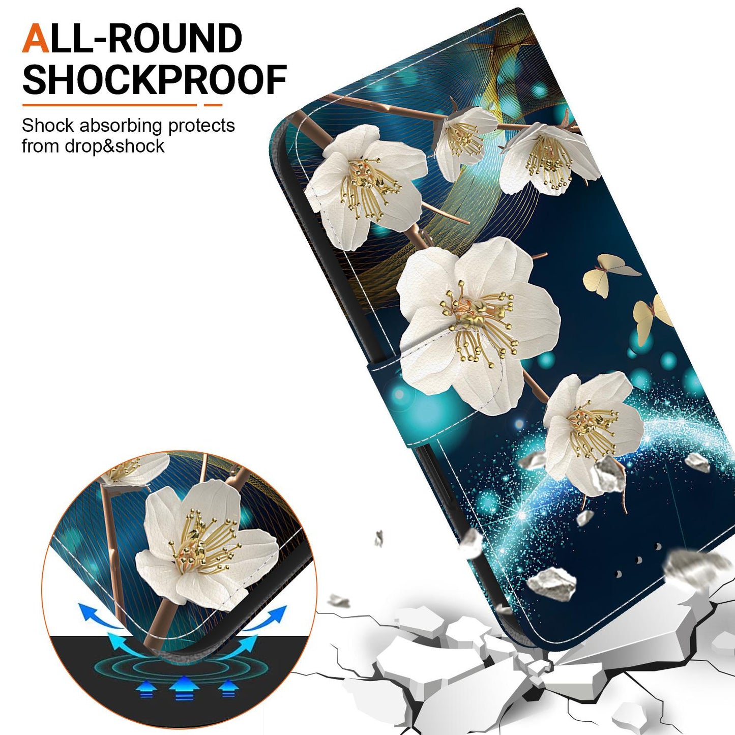 For iPhone 16e Crystal Texture Colored Drawing Leather Phone Case(Magnolia)