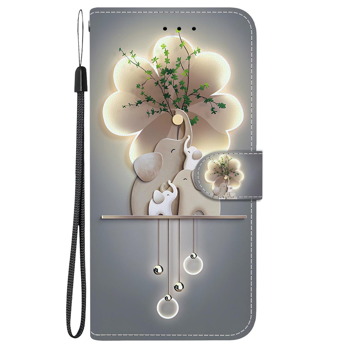 For iPhone 16e Crystal Texture Colored Drawing Leather Phone Case(Elephants)