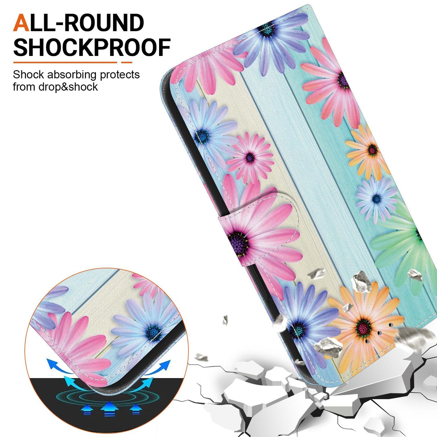 For iPhone 16e Crystal Texture Colored Drawing Leather Phone Case(Sunflowers)