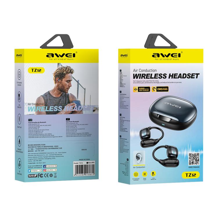 awei TZ12 Sport Wireless BT 5.4 Air Conduction Earphones(Black)