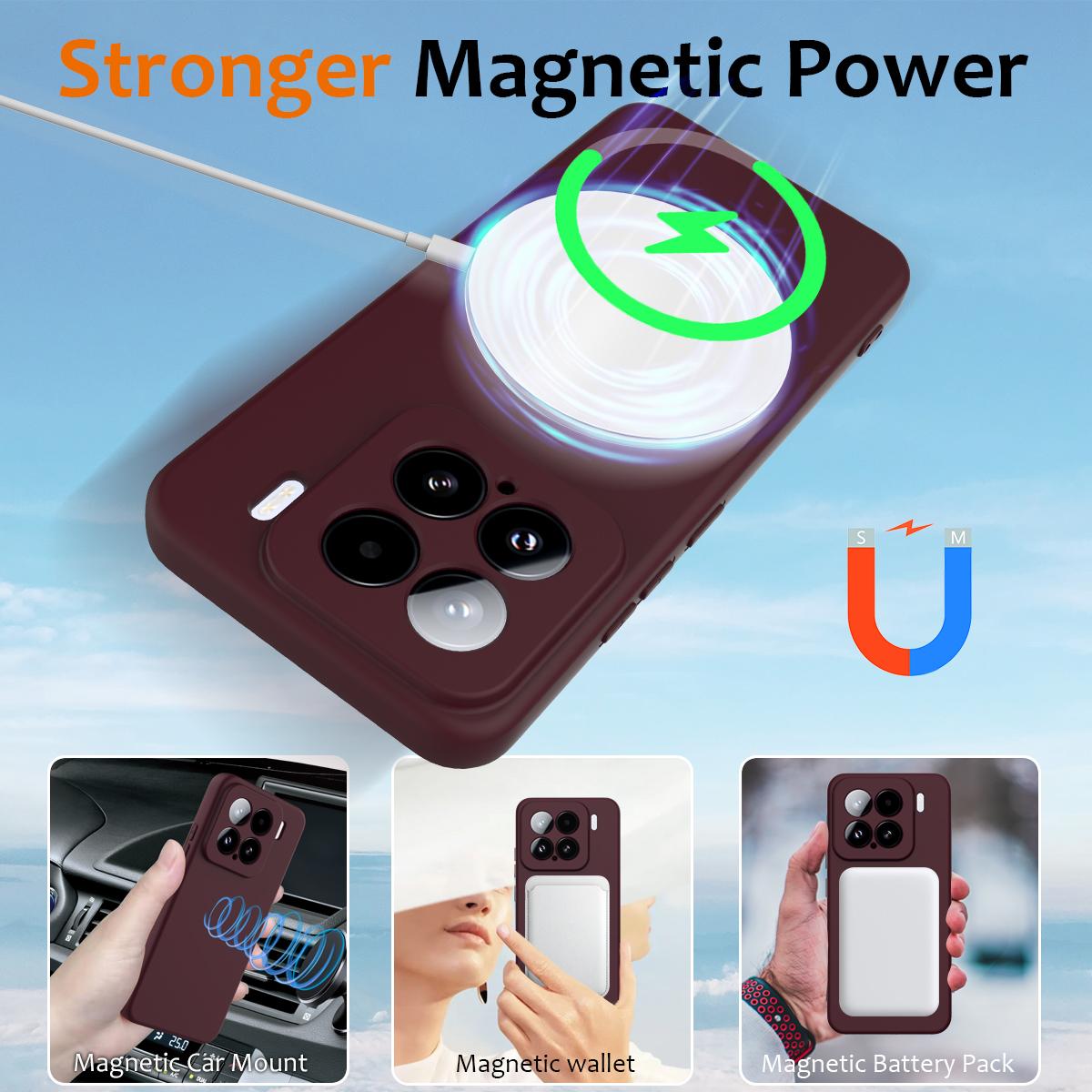 For Xiaomi 15 Shockproof Silicone Magsafe Phone Case(Plum Color)