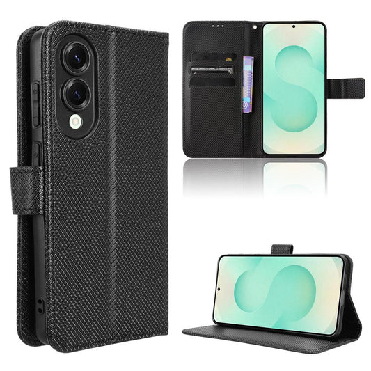 For Samsung Galaxy S25 Edge 5G Diamond Texture Leather Phone Case(Black)