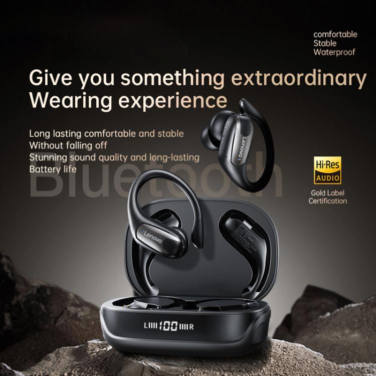 Original Lenovo EA305 Ear-mounted Digital Display True Wireless Bluetooth Earphones(Black)