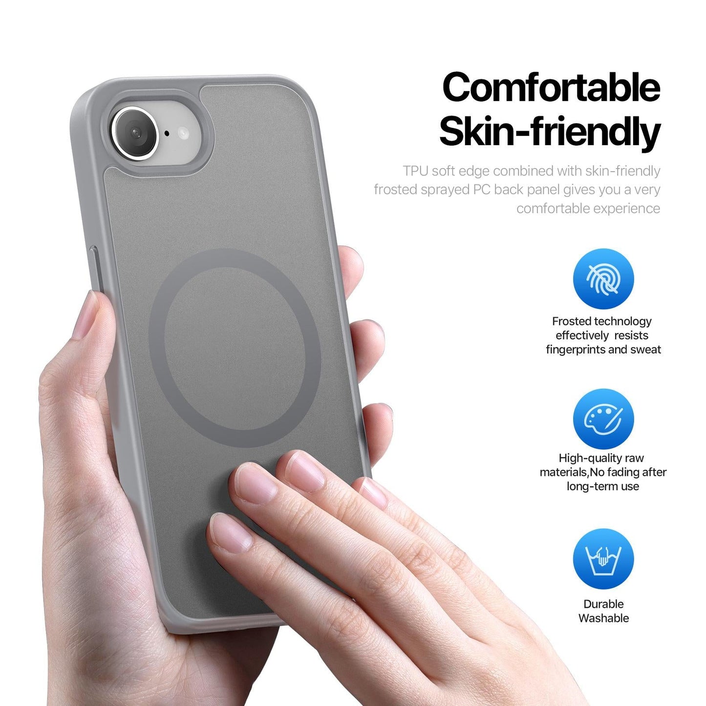 For iPhone 16e DUX DUCIS Yind Series MagSafe TPU Hybrid PC Phone Case(Grey)