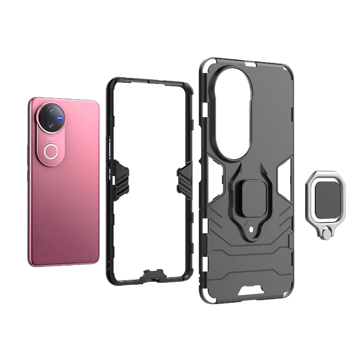 For vivo V50 5G Magnetic Ring Holder PC + TPU Phone Case(Black)