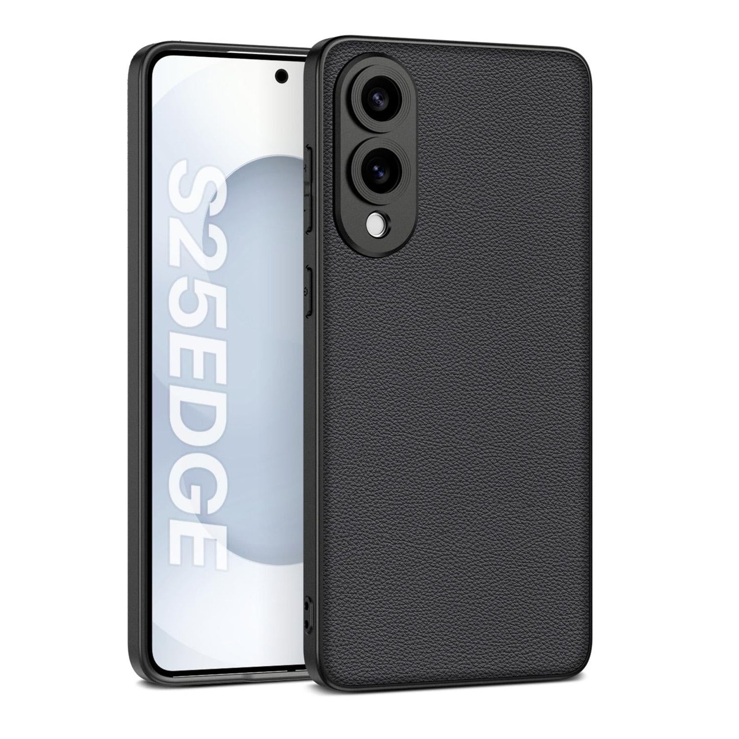 For Samsung Galaxy S25 Edge 5G GKK Metal Paint Skin Feel Leather Full Coverage Phone Case(Black)
