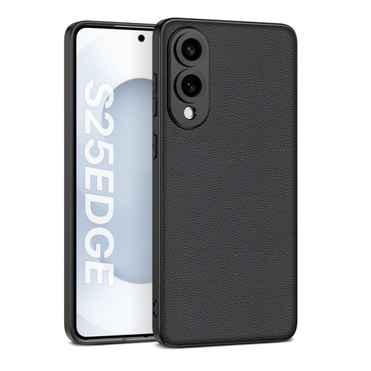 For Samsung Galaxy S25 Edge 5G GKK Metal Paint Skin Feel Leather Full Coverage Phone Case(Black)