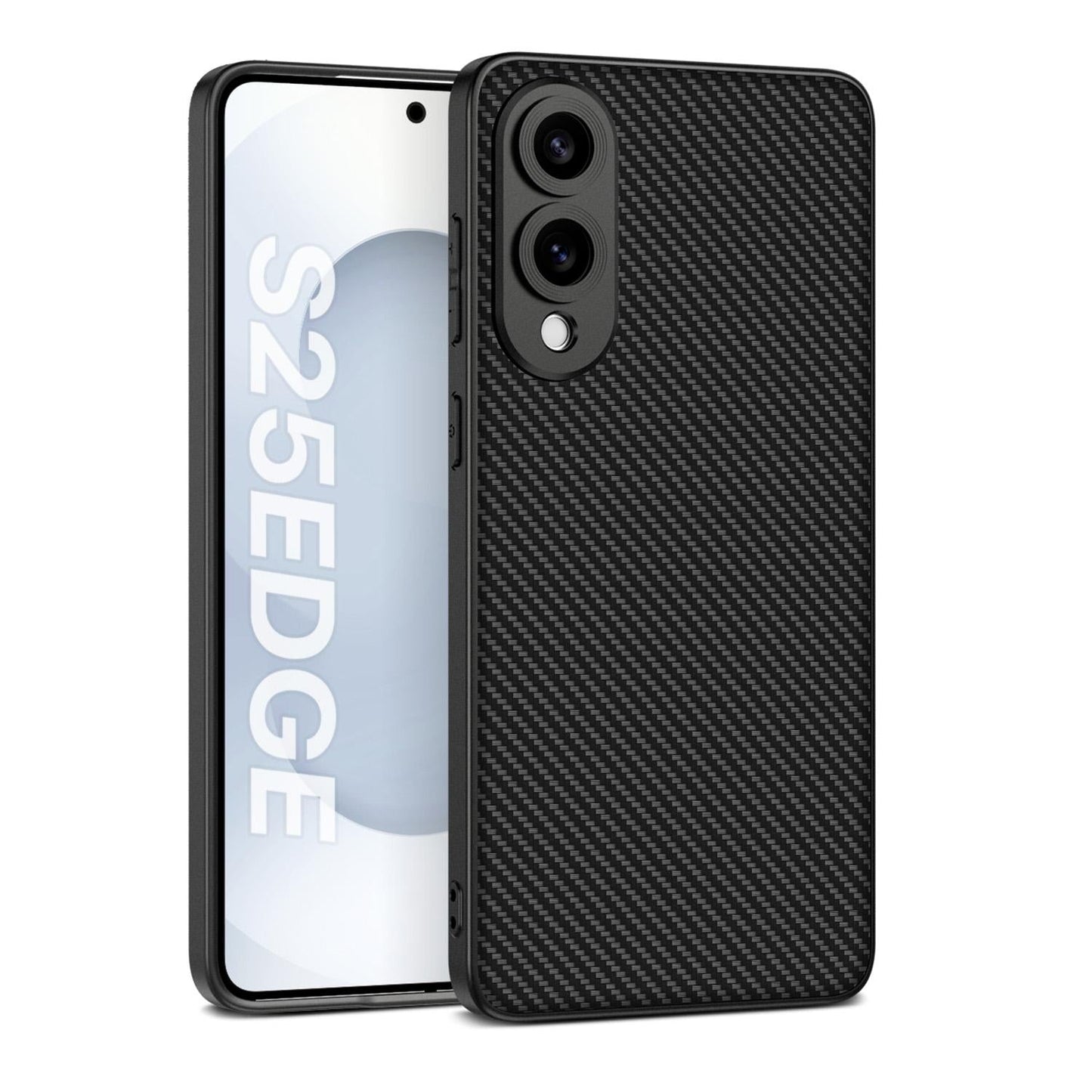 For Samsung Galaxy S25 Edge 5G GKK Metal Paint Skin Feel Leather Full Coverage Phone Case(Carbon Fiber Texture)