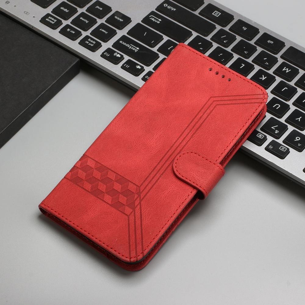 For vivo V50 Lite 4G / 5G Cubic Skin Feel Flip Leather Phone Case(Red)