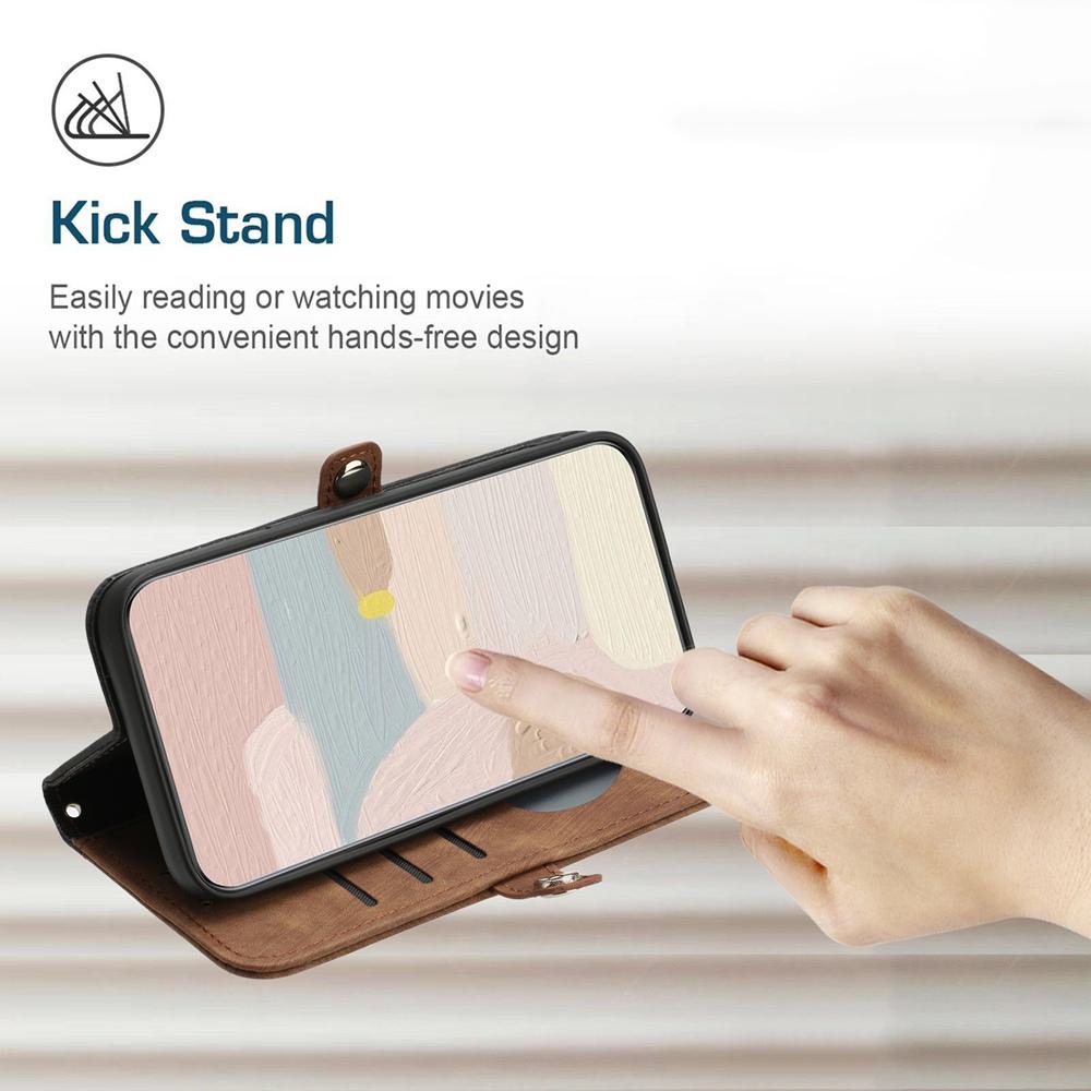 For vivo V50 Side Buckle Double Fold Hand Strap Leather Phone Case(Brown)