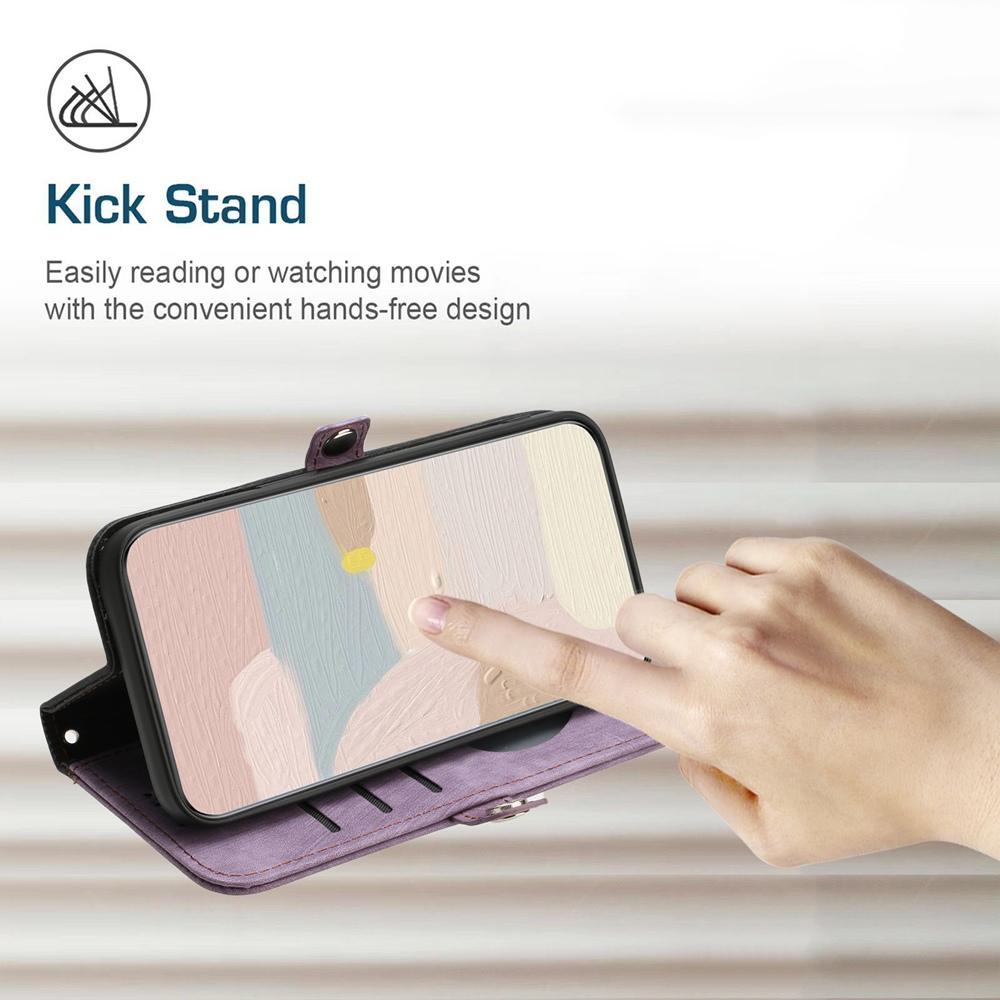 For vivo V50 Side Buckle Double Fold Hand Strap Leather Phone Case(Purple)