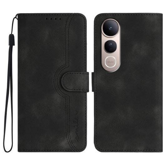 For vivo V50 Lite 4G / 5G Heart Pattern Skin Feel Leather Phone Case(Black)