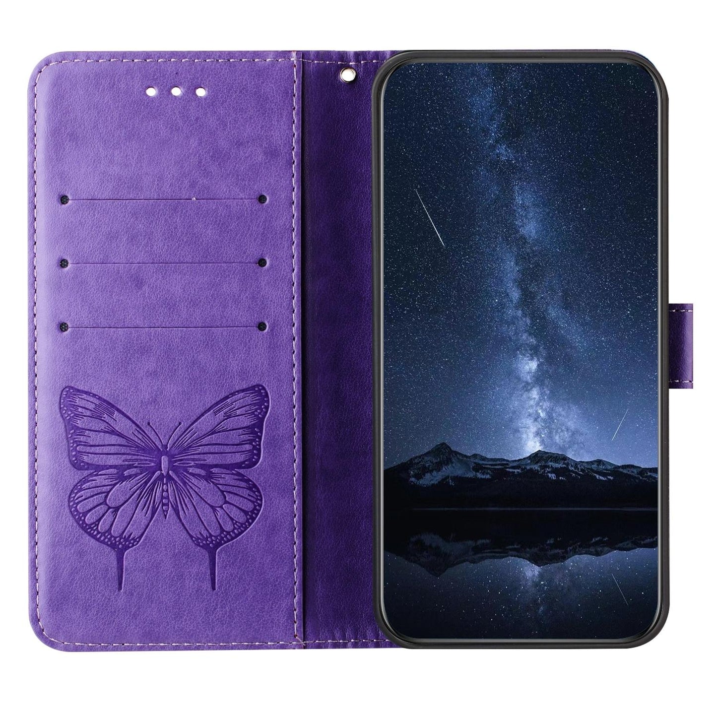 For Samsung Galaxy S25 Edge 5G Embossed Butterfly Leather Phone Case(Purple)