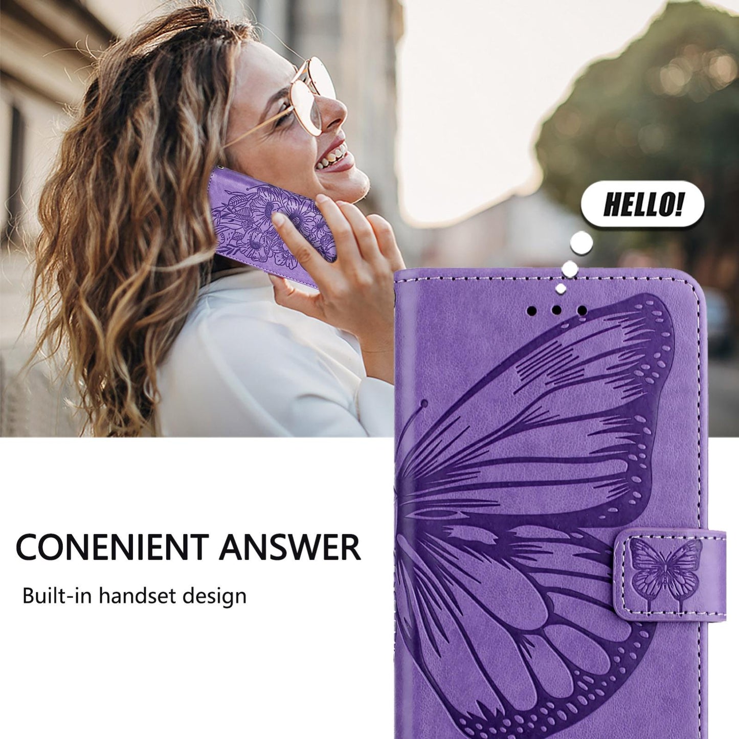 For Samsung Galaxy S25 Edge 5G Embossed Butterfly Leather Phone Case(Purple)
