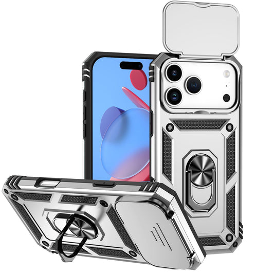 Compatible with iPhone 18 Pro Max Sliding Camshield Holder Phone Case - Silver