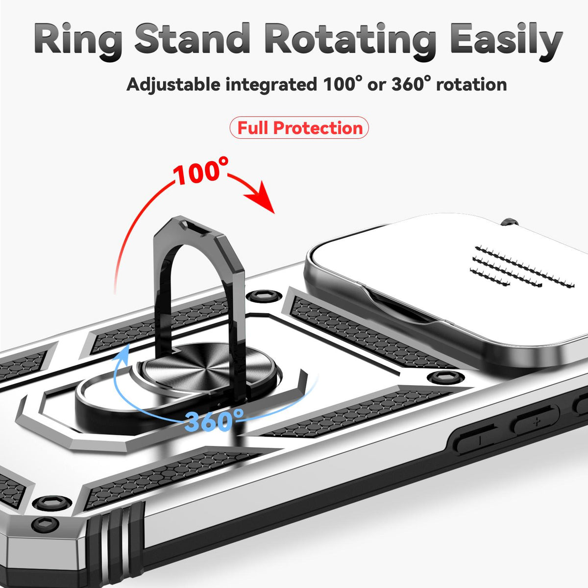 Compatible with iPhone 18 Pro Max Sliding Camshield Holder Phone Case - Silver