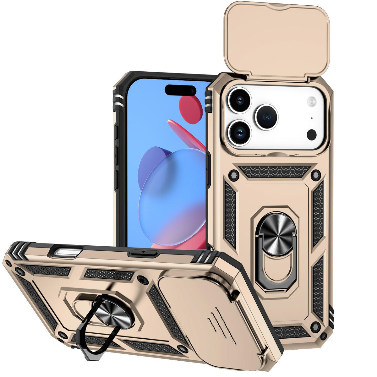 Compatible with iPhone 18 Pro Max Sliding Camshield Holder Phone Case - Gold