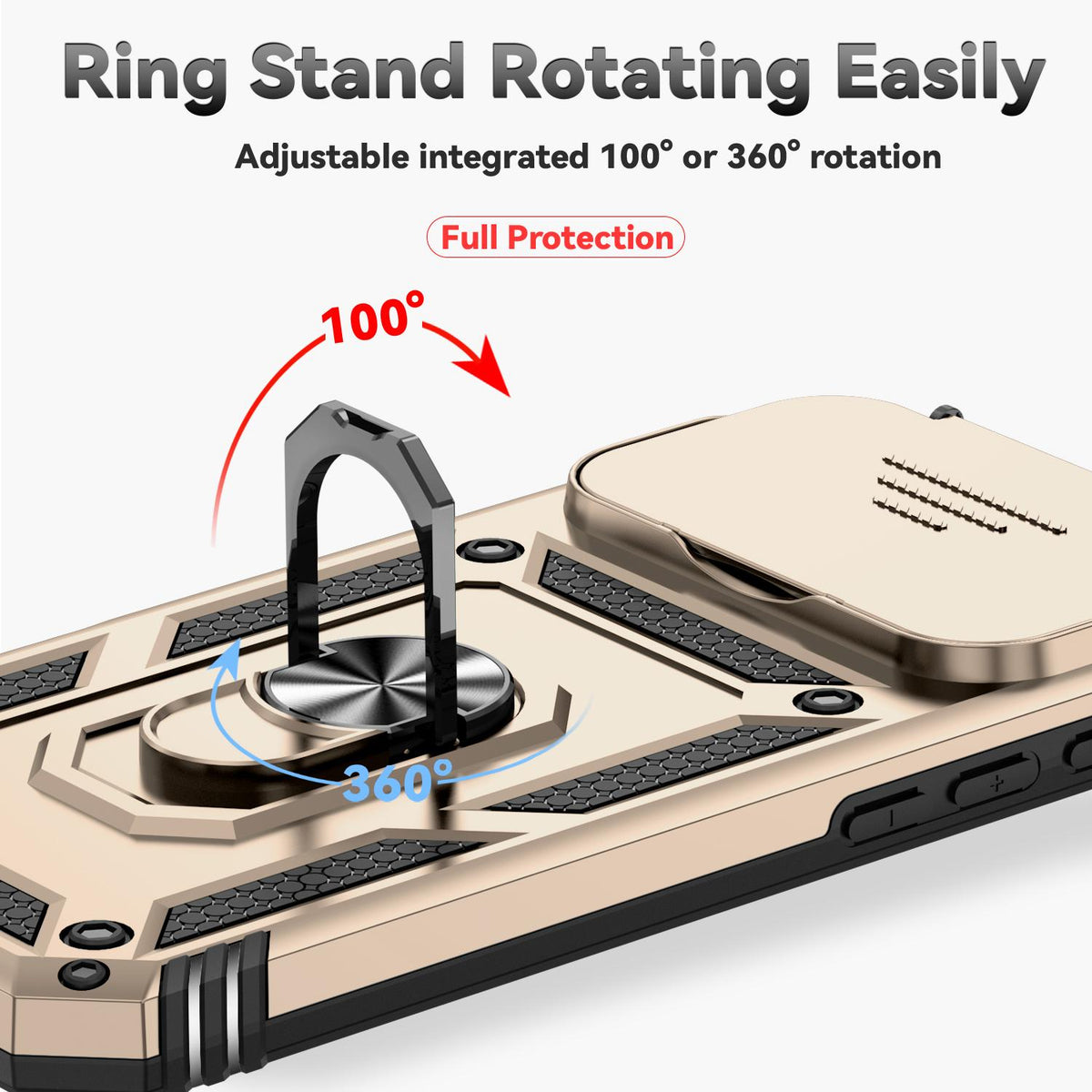 Compatible with iPhone 18 Pro Max Sliding Camshield Holder Phone Case - Gold