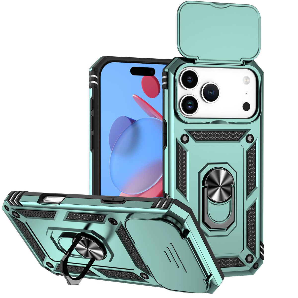 Compatible with iPhone 18 Pro Max Sliding Camshield Holder Phone Case - Dark Green