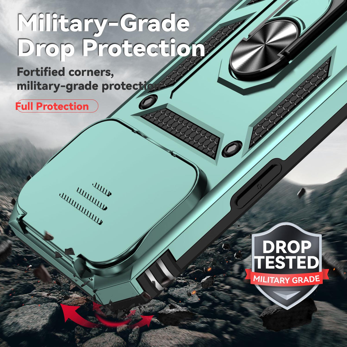 Compatible with iPhone 18 Pro Max Sliding Camshield Holder Phone Case - Dark Green