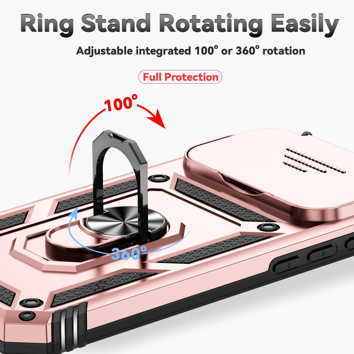 Compatible with iPhone 18 Pro Max Sliding Camshield Holder Phone Case - Rose Gold