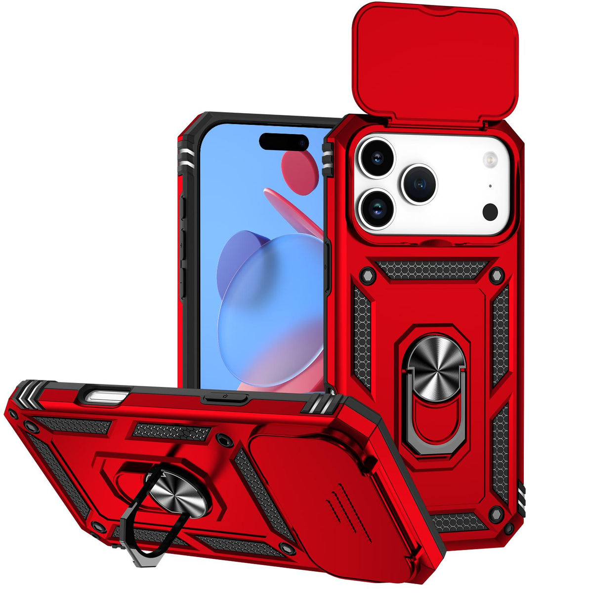 Compatible with iPhone 18 Pro Max Sliding Camshield Holder Phone Case - Red