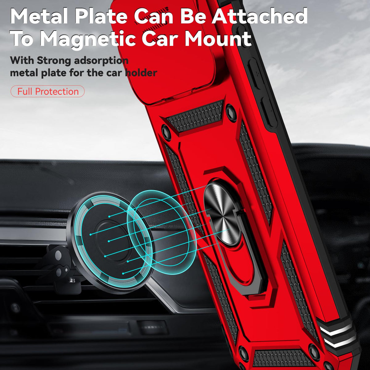 Compatible with iPhone 18 Pro Max Sliding Camshield Holder Phone Case - Red