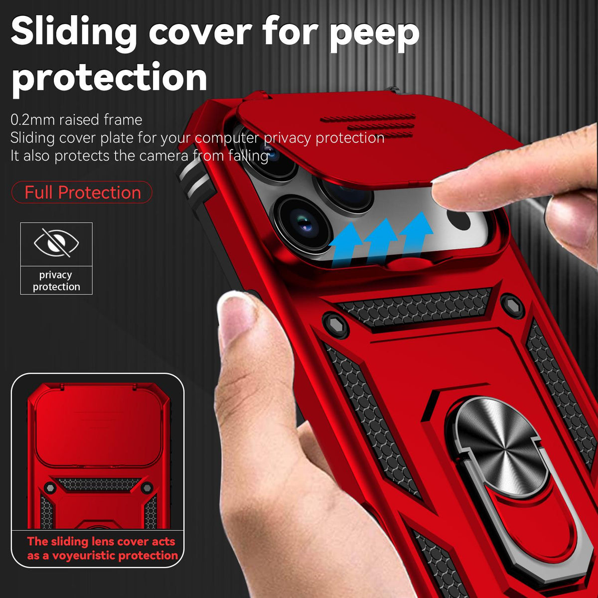 Compatible with iPhone 18 Pro Max Sliding Camshield Holder Phone Case - Red