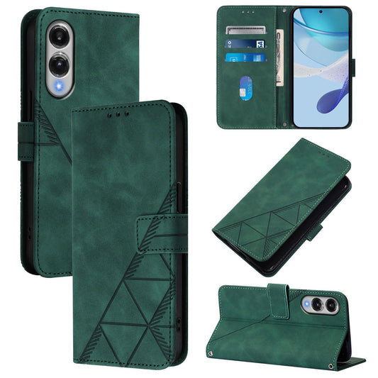 For Samsung Galaxy S25 Edge 5G Crossbody 3D Embossed Flip Leather Phone Case(Dark Green)