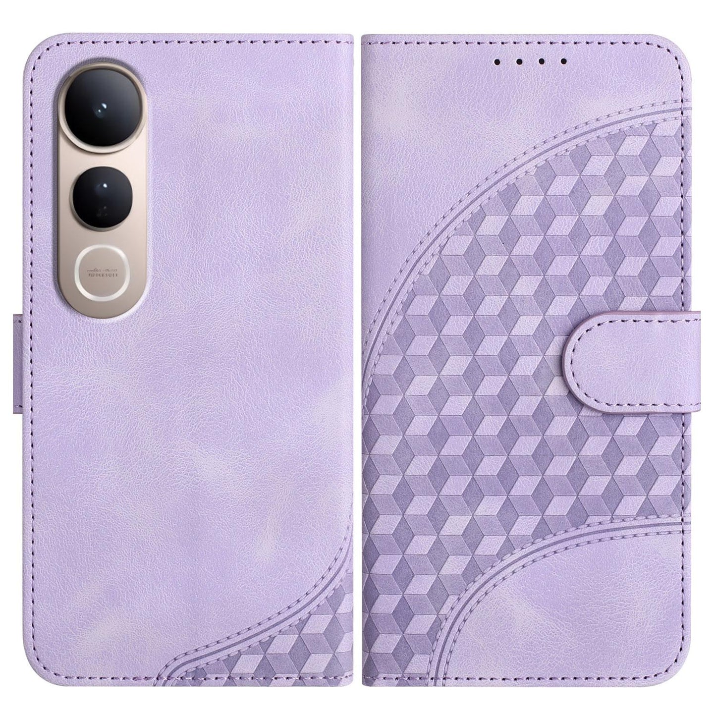 For vivo V50 Lite 4G / 5G Elephant Head Embossed Phone Leather Case with Lanyard(Light Purple)