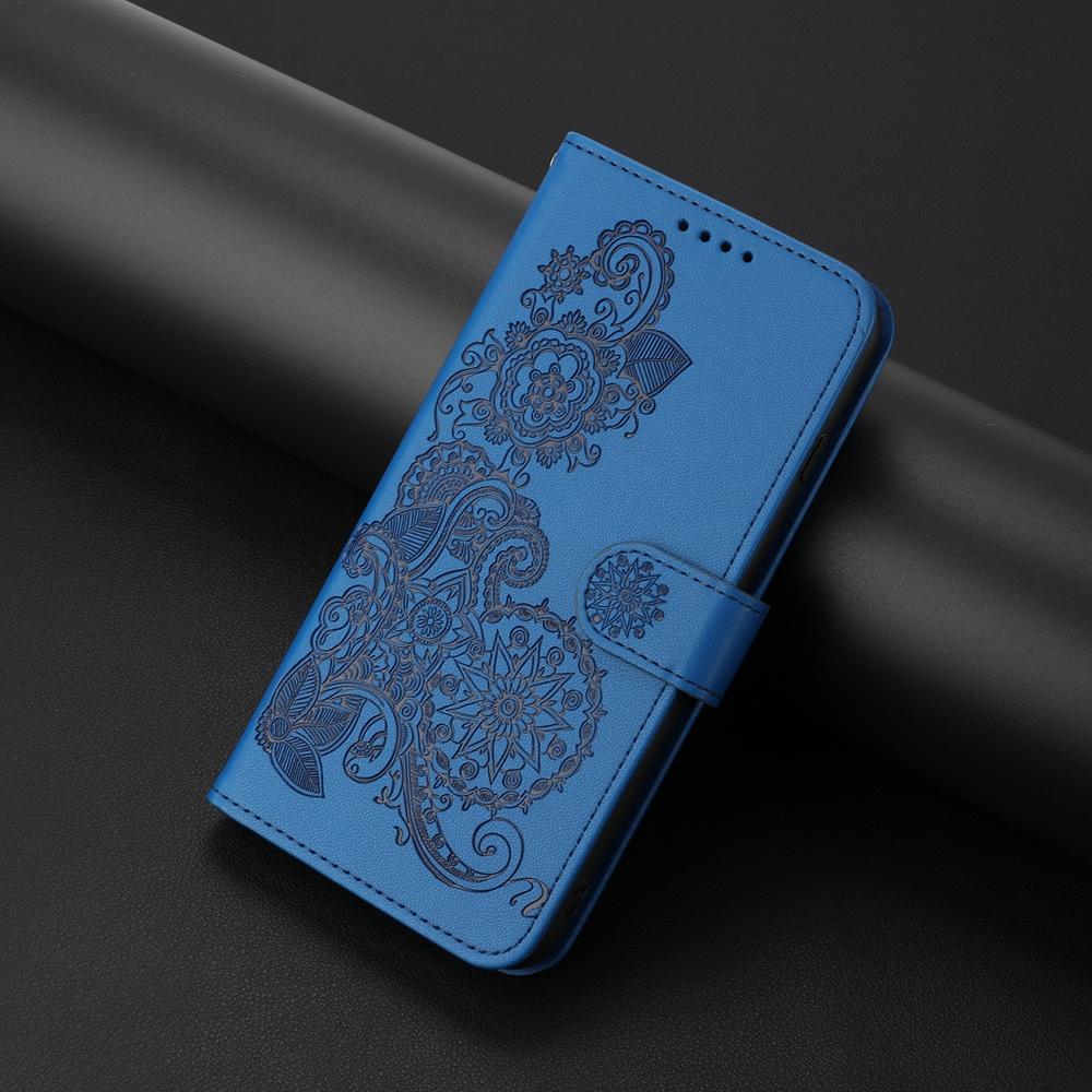 For vivo V50 Datura Flower Embossed Flip Leather Phone Case(Blue)