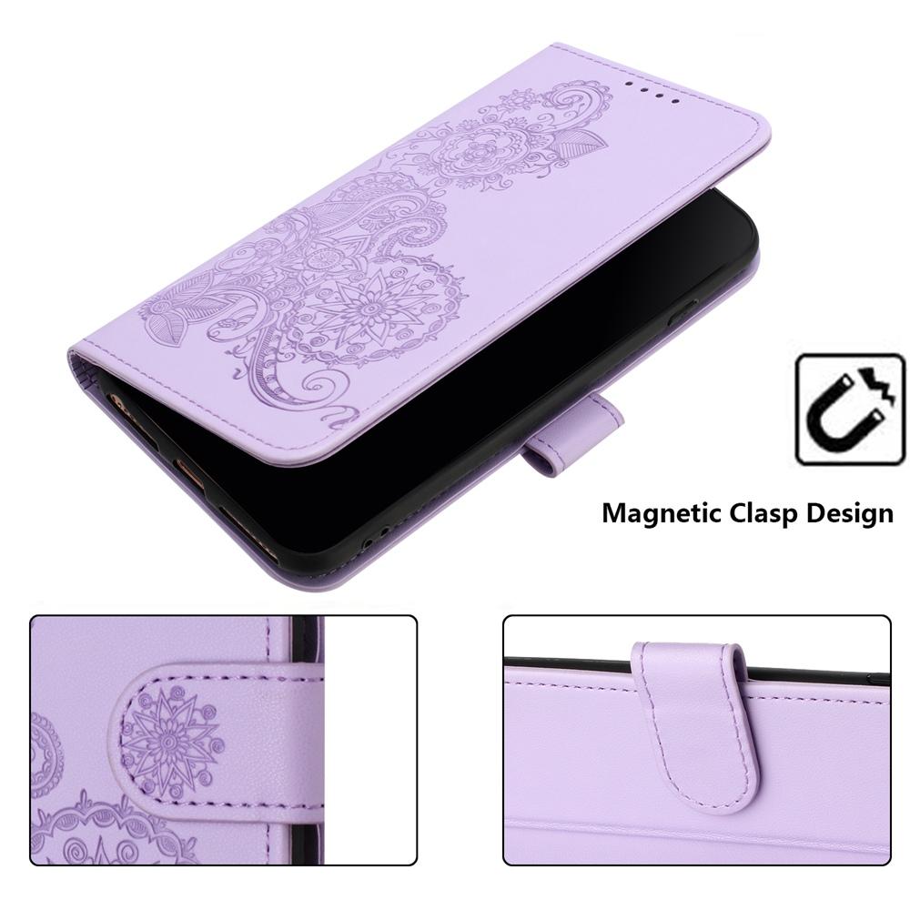 For vivo V50 Datura Flower Embossed Flip Leather Phone Case(Purple)