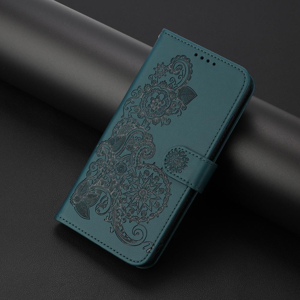 For vivo V50 Lite 4G / 5G Datura Flower Embossed Flip Leather Phone Case(Dark Green)