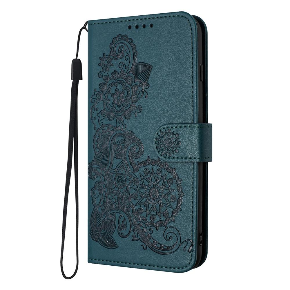 For vivo V50 Lite 4G / 5G Datura Flower Embossed Flip Leather Phone Case(Dark Green)