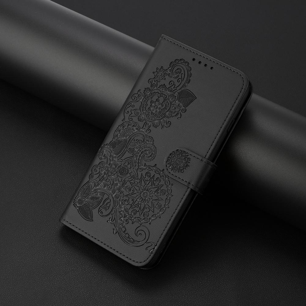 For vivo V50 Lite 4G / 5G Datura Flower Embossed Flip Leather Phone Case(Black)
