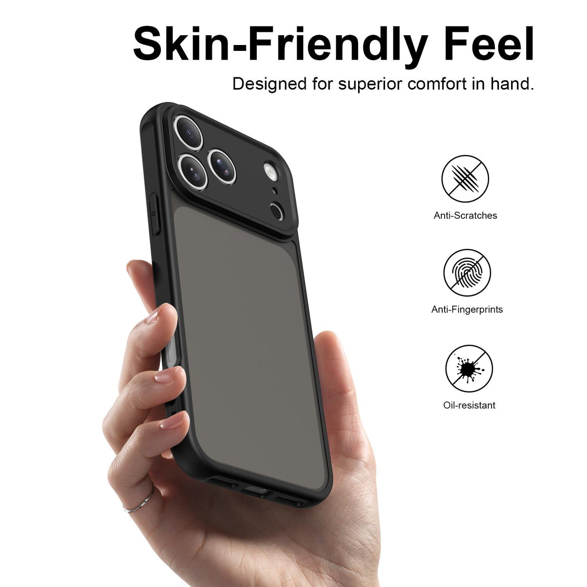 Compatible with iPhone 18 Pro Max Fan Dun Series TPU Dual-Layer PC Frosted Phone Case - Black