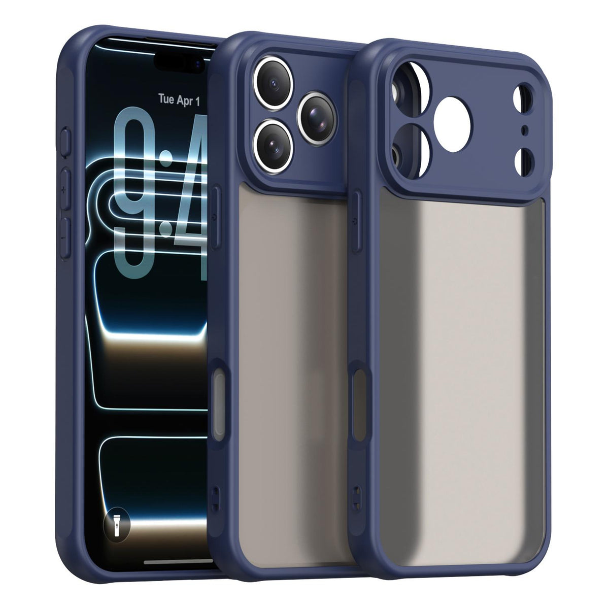 Compatible with iPhone 18 Pro Max Fan Dun Series TPU Dual-Layer PC Frosted Phone Case - Blue