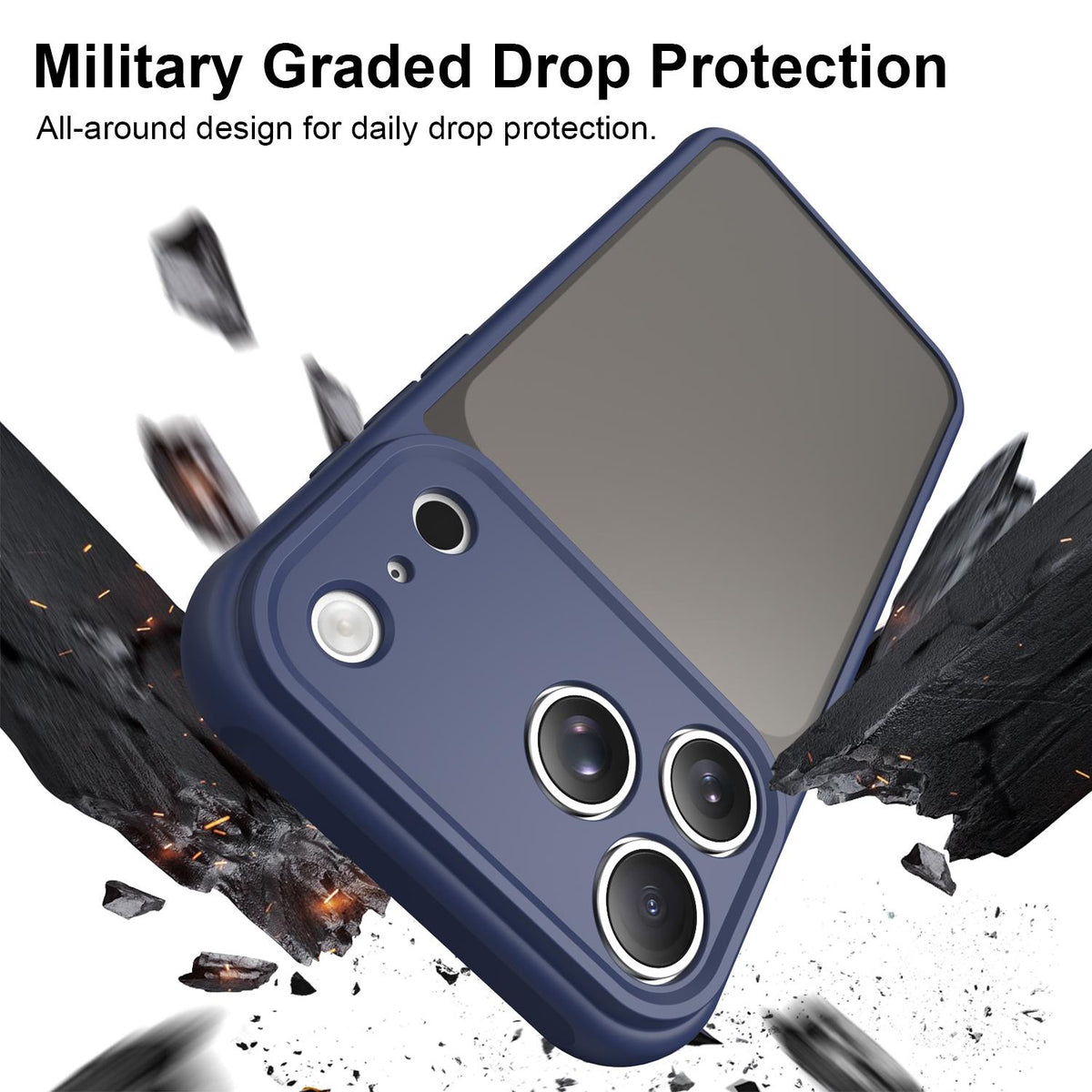 Compatible with iPhone 18 Pro Max Fan Dun Series TPU Dual-Layer PC Frosted Phone Case - Blue