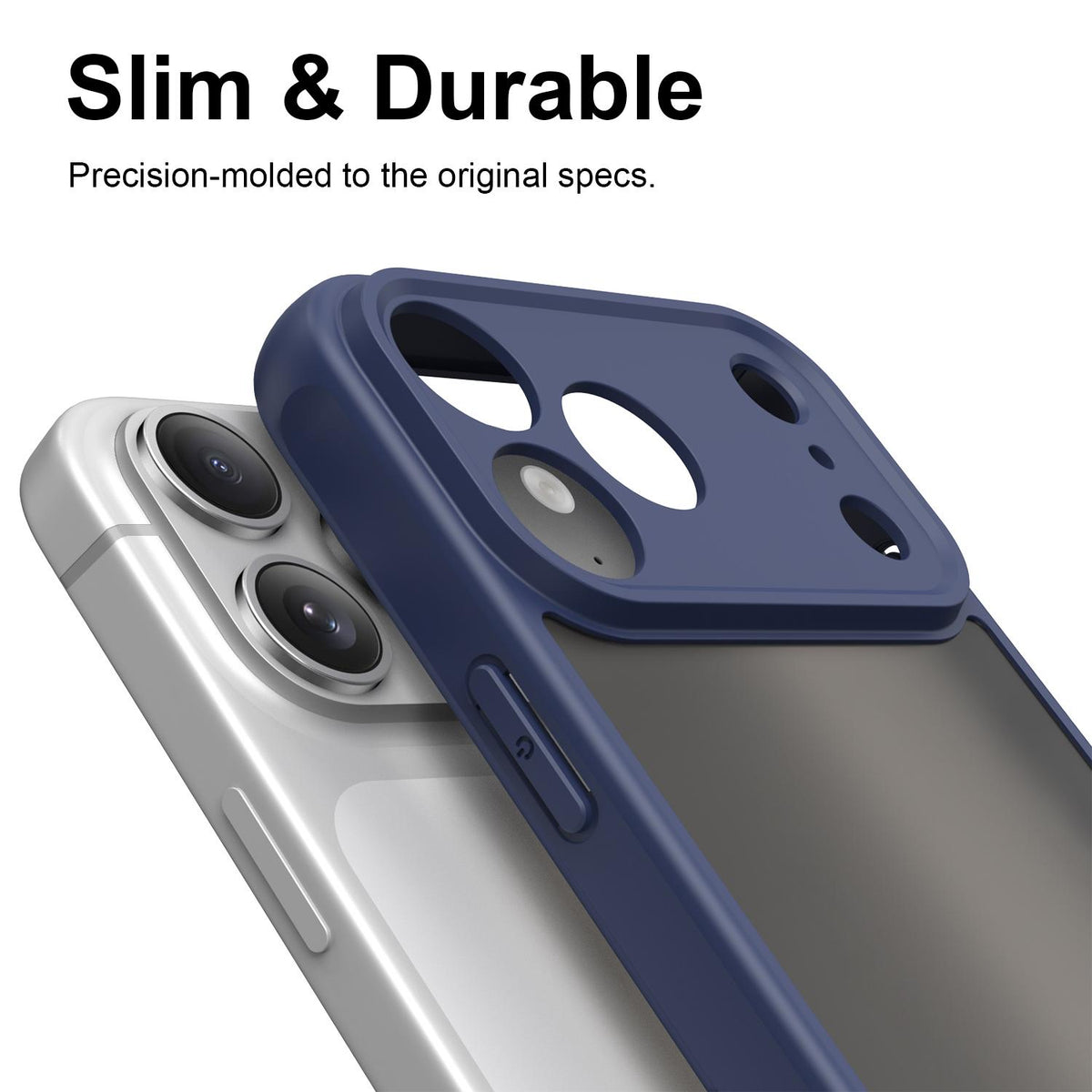 Compatible with iPhone 18 Pro Max Fan Dun Series TPU Dual-Layer PC Frosted Phone Case - Blue